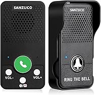 SANZUCO Hands-Free Wireless Doorbell Intercom: Waterproof Full Duplex, 1000ft Range, 4 Chimes, 8 Volume Levels & LED Flash - Black
