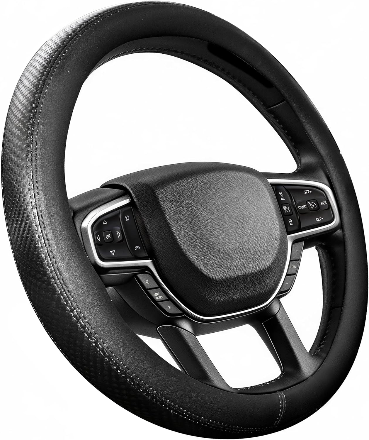 Steering Wheel Cover for Dodge Ram 1500 2500 3500 2012-2026, Fit 15.5-16" Wheels (Black)
