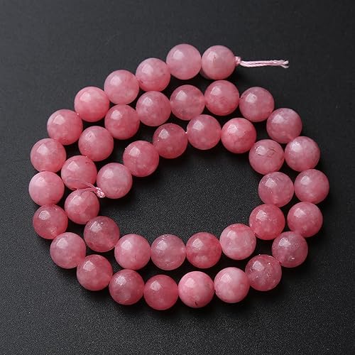 Miniatura 5 de 45 cuentas redondas sueltas de calcedonia rosa natural de 0.315 pulgadas para hacer joyas, pulseras y collares, cuentas de piedra curativa de