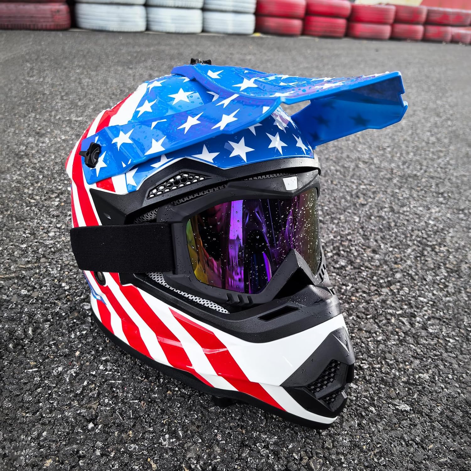 VCOROS Youth Kids Dirt Bike Helmets Motocross Street Offroad BMX MX ATV Dirtbike Motorcycle Helmet VS-905 with Goggles Gloves DOT Approved