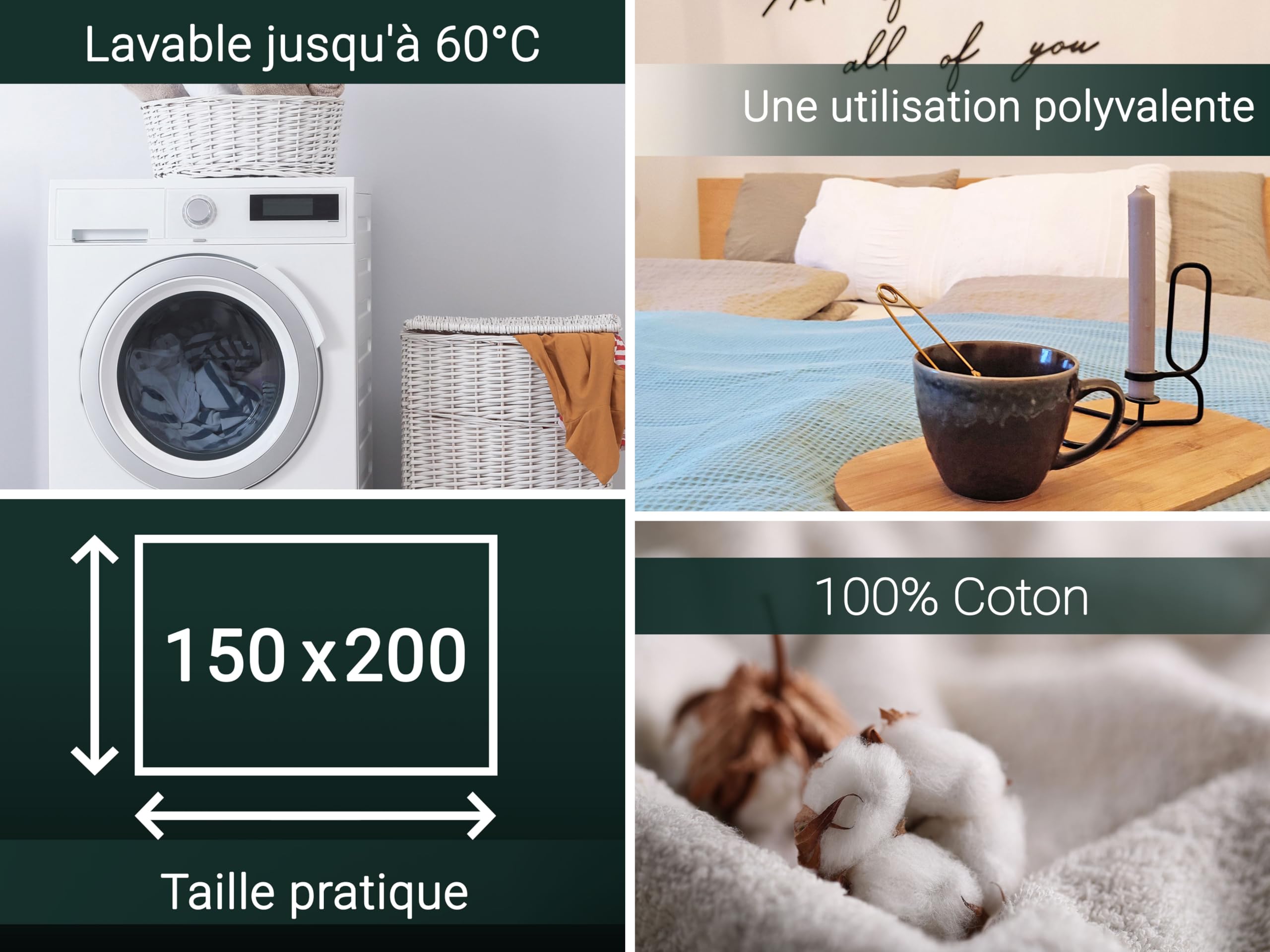 ZOLLNER Couverture Douillette 150 x 200 cm - 100% Coton - Motif Intemporel - Infroissable et Respirante - Couleur Bleu Clair - Lavable à 60 °C - Qualité hôtelière - Certifiée Oeko Tex®