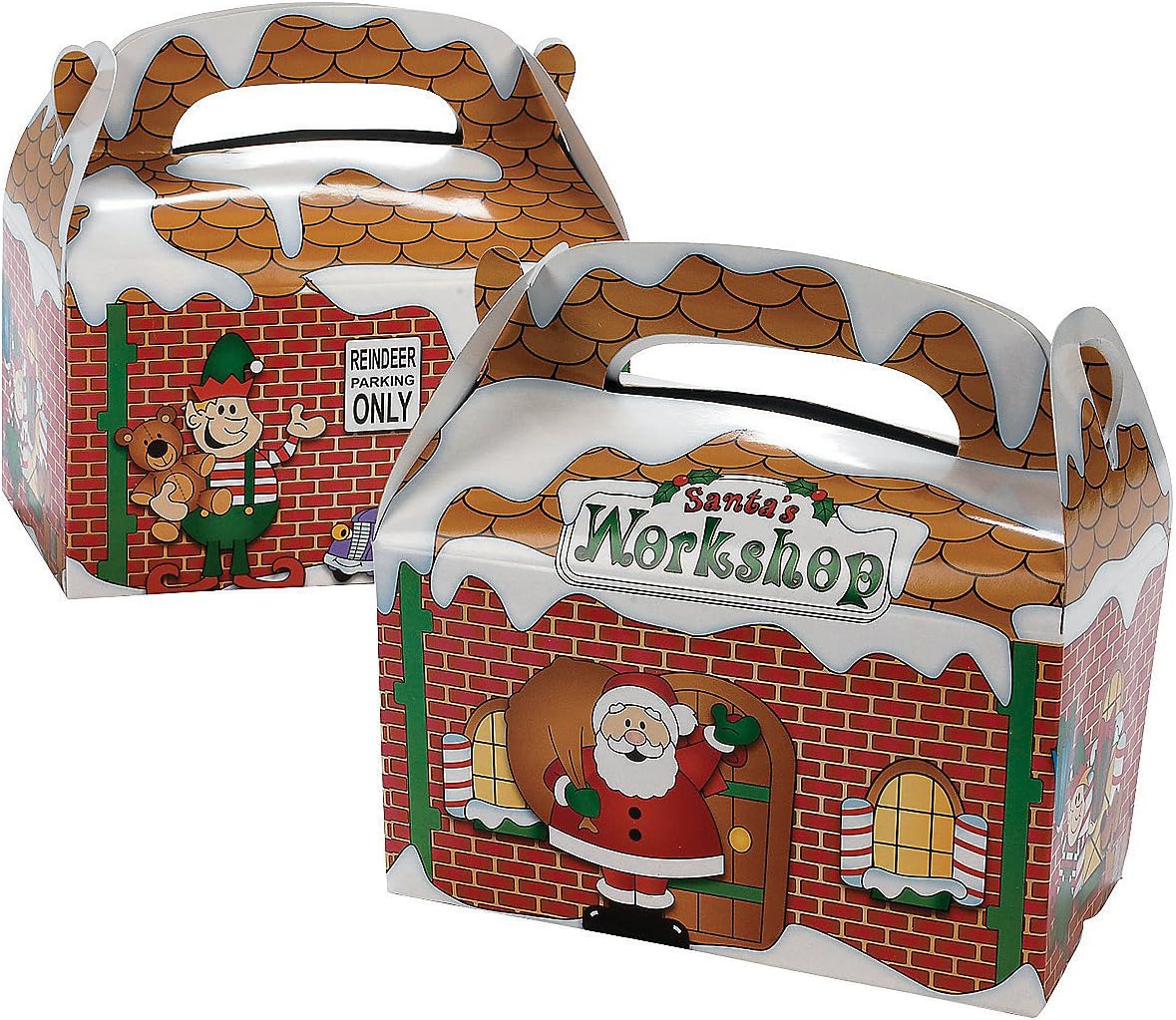 SANTA'S WORKSHOP TREAT BOXES - Party Supplies - 12 Pieces