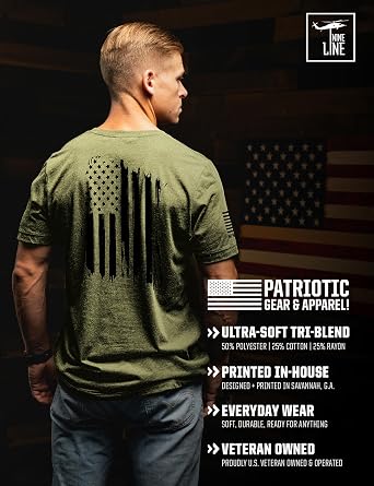 Nine Line アメリカ国旗 Tシャツ 男性用 USA Made Patriotic Shirt 9ラインアパレル ミリタリー ベテランシャツ フリーダムシャツ