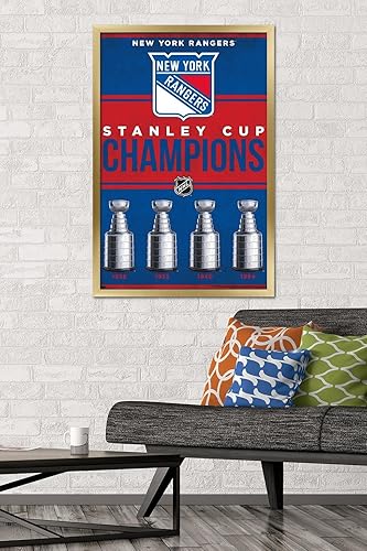 Miniatura 2 de Trends International NHL New York Rangers - Póster de pared de Champions 23, 22.37 x 34.00 pulgadas, versión enmarcada dorada