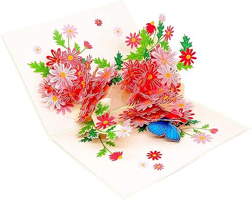Miniatura 5 de PopLife Tarjeta desplegable 3D de margaritas coloridas con margaritas para el día de la madre, tarjeta de cumpleaños, aniversario, agradecimiento,