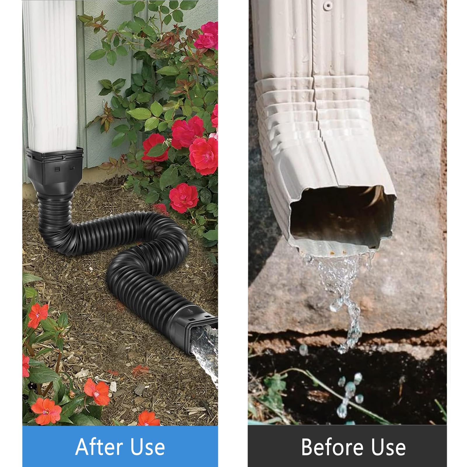 2 Piezas Extensión de Canalón de Lluvia, Extensor de Bajante de Lluvia Drenaje Retráctil para, Conector de Drenaje de Diseño Dividido de 21-60 Pulgada para la Mayoría de los Desagües Residenciales