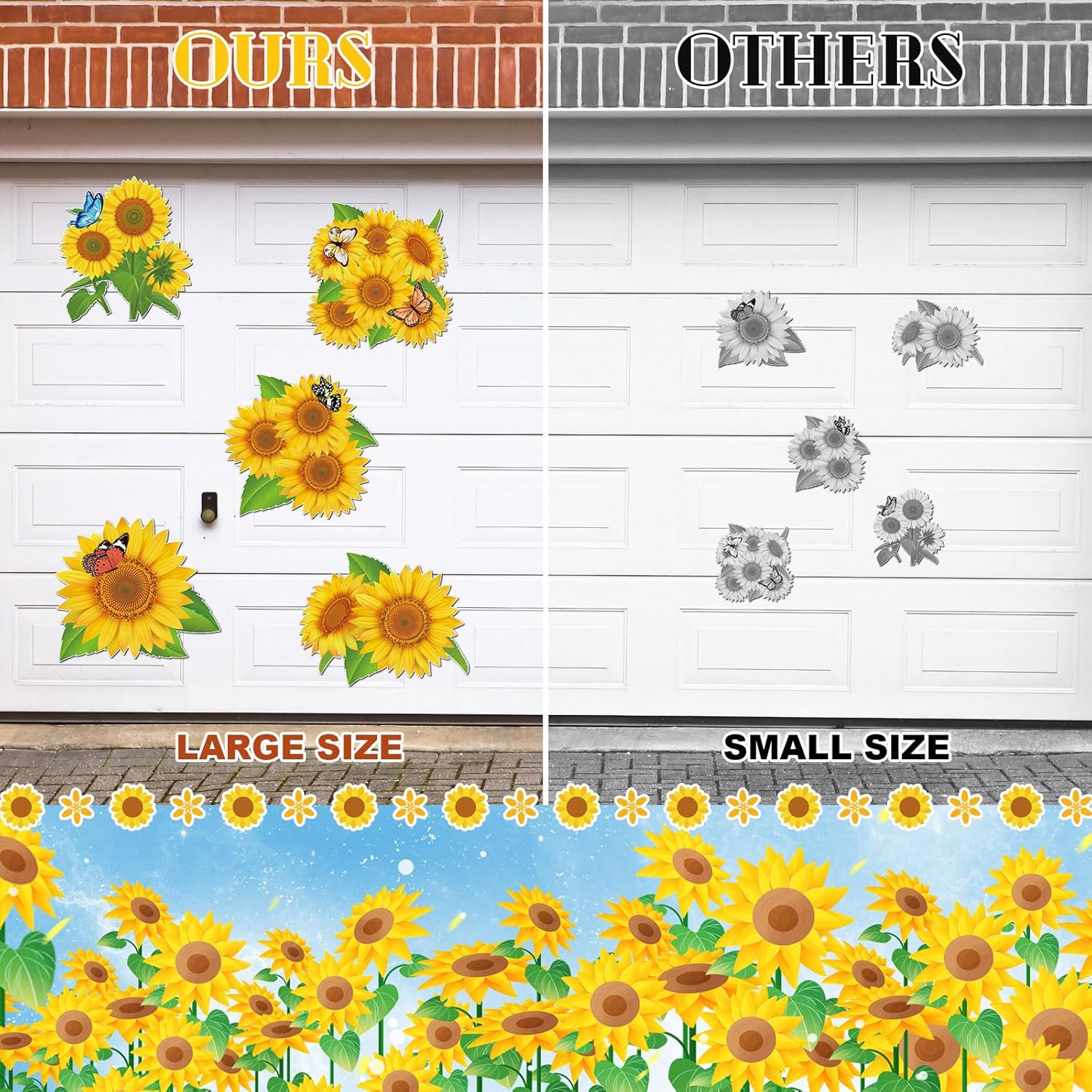 Crtiin 10 Pcs 12 Inch Sunflower Garage Door Magnets Magnetic Sunflower Garage Door Decor Magnet Sunflower Door Decorations Car Magnet Sticker for Refrigerator Decor