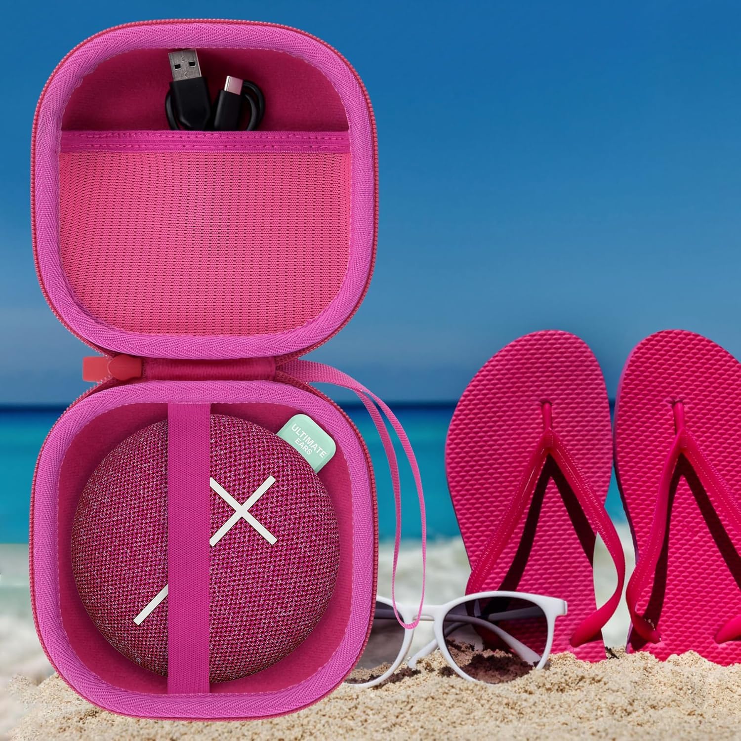 for Ultimate Ears UE MINIROLL Ultra-Portable Waterproof Bluetooth Speaker Hard Protective Case, Portable Travel Case Replacement (Calming Pink Case) - co2CREA