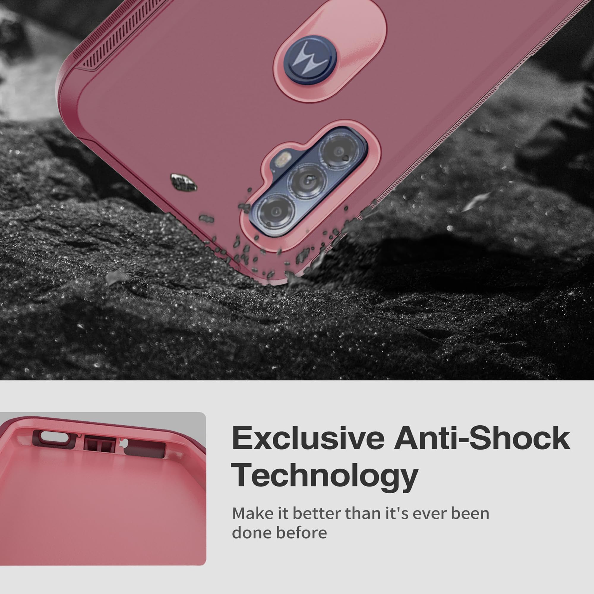 Funda para Moto G Pure, Moto G Play 2023, Moto G Power 2022, funda protectora resistente con [3 capas] cubierta de protección de goma resistente a prueba de golpes para Motorola G Pure (rojo