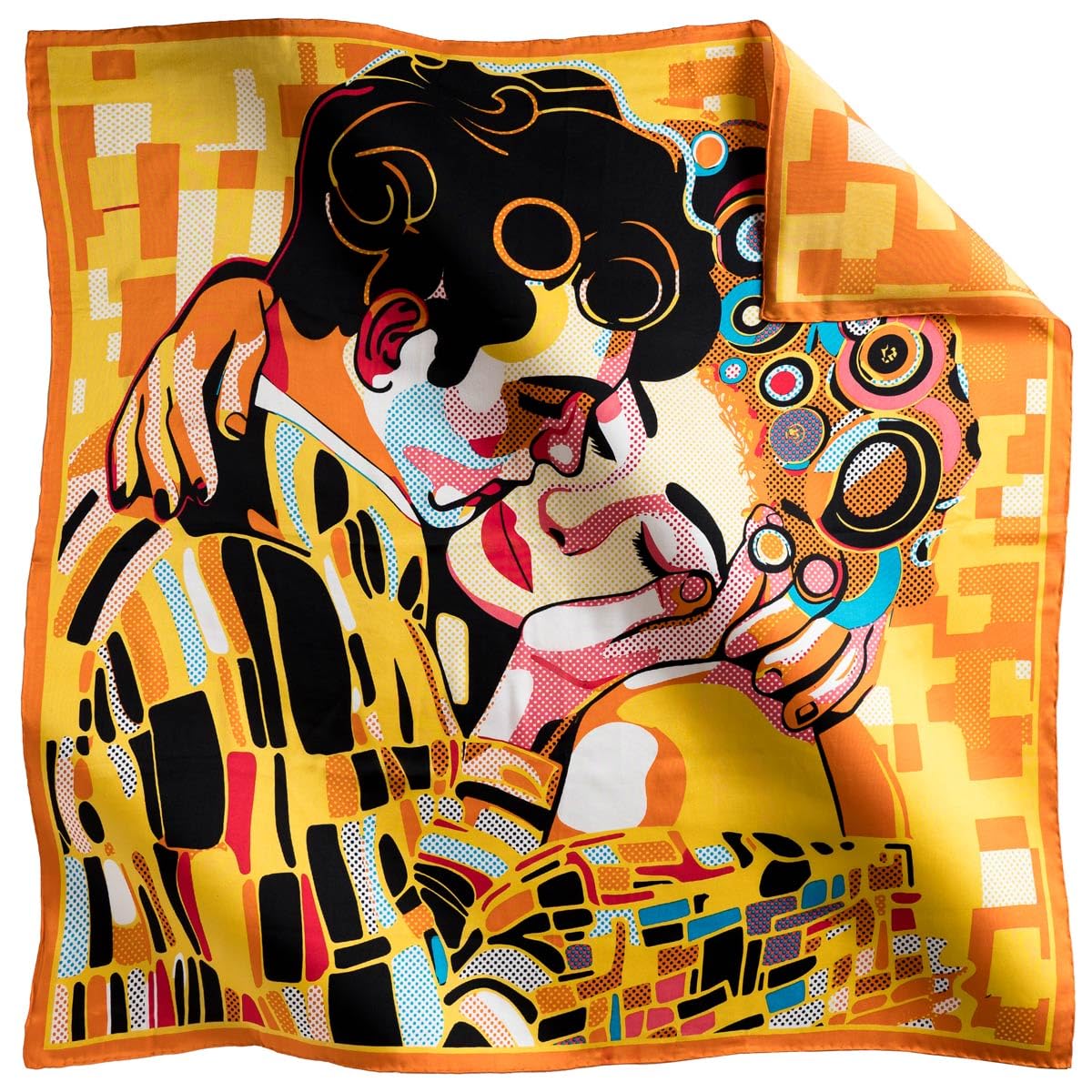 Pañuelo de seda natural grande 100 x 100 cm – Seda para mujer estampada en serigrafía – Cuadrado Seda Roulottage Manual – Seda Satén – Embalaje ordenado