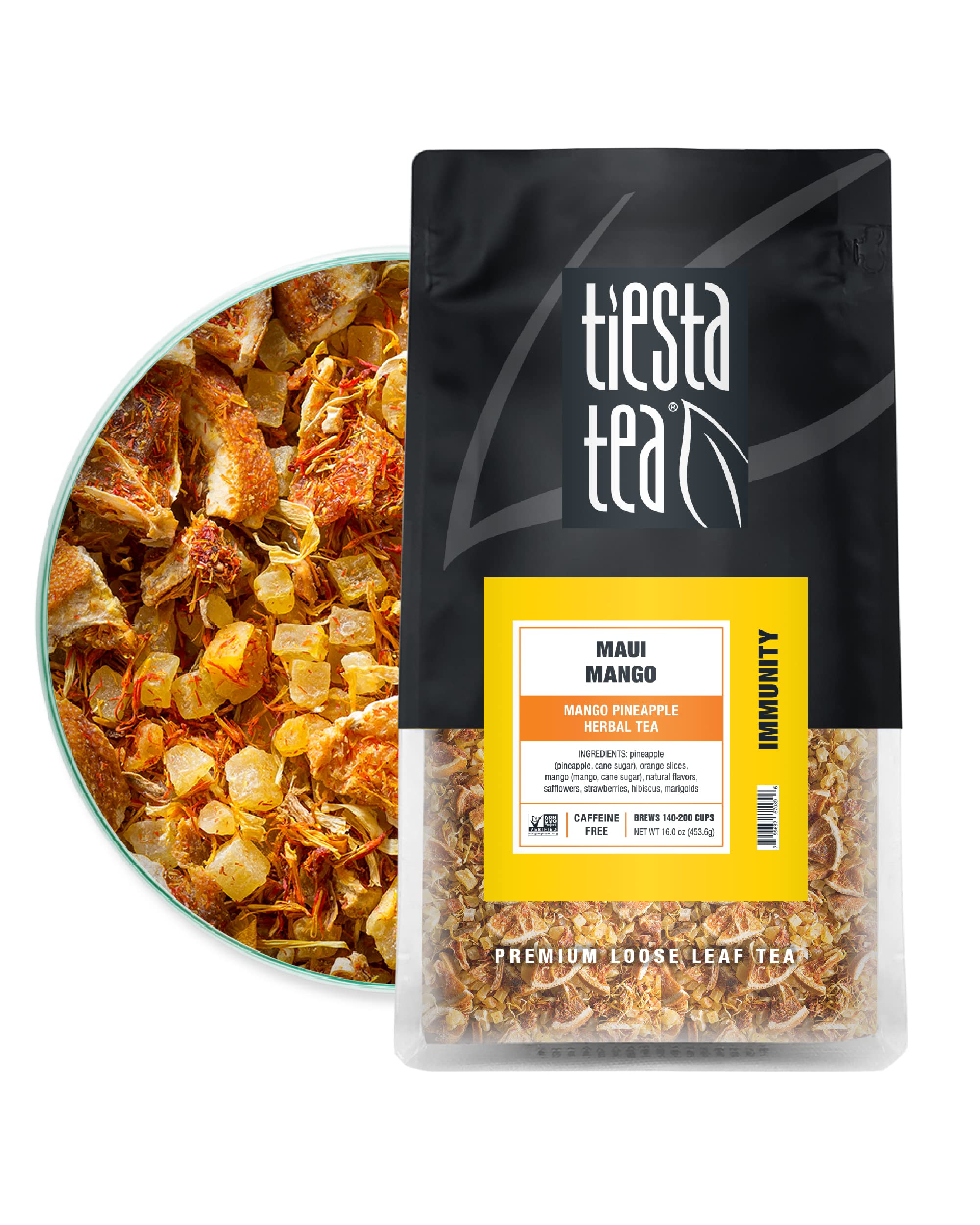 Tiesta Tea Mango Pineapple Fruit Tea Loose Leaf Herbal Immunity Blend Non-GMO 0.5kg Bag