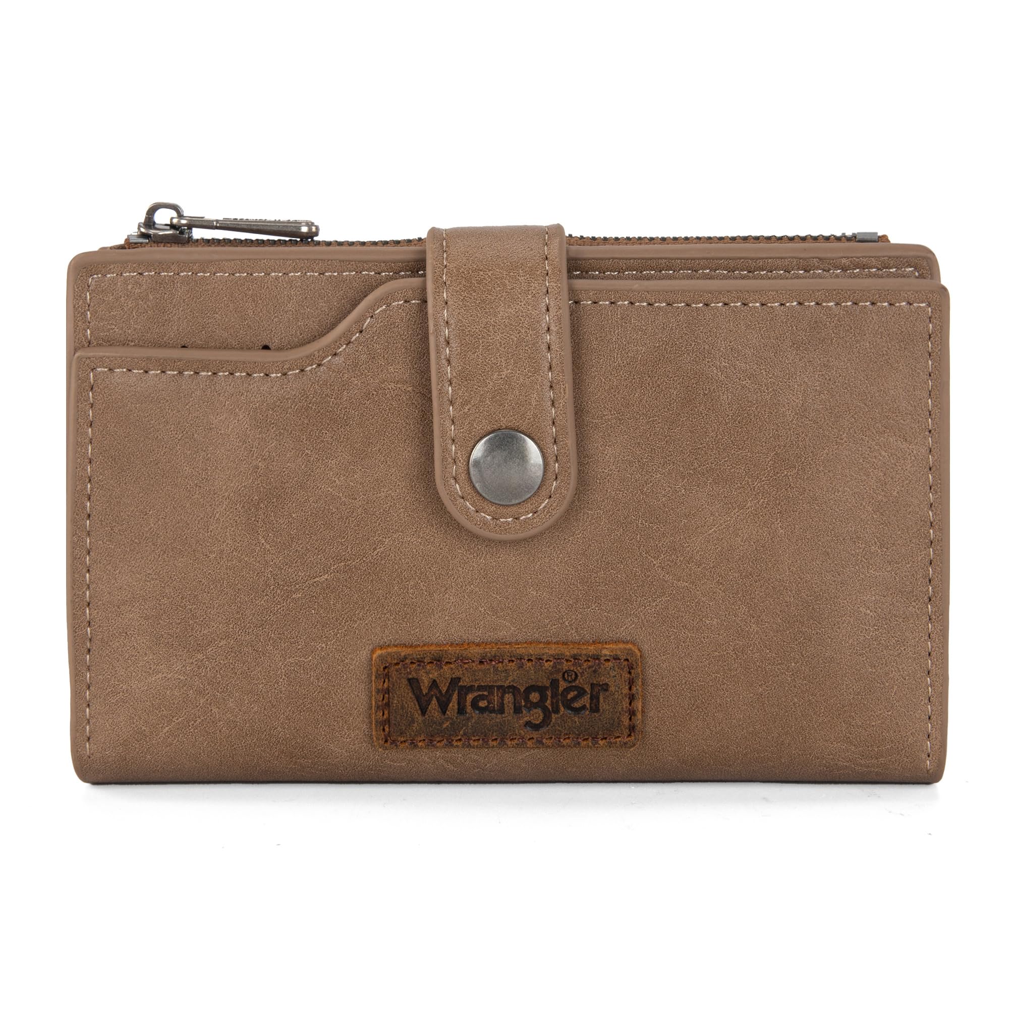 Wrangler Wallet for Women Bifold Card Holder with Zipper and ID Window