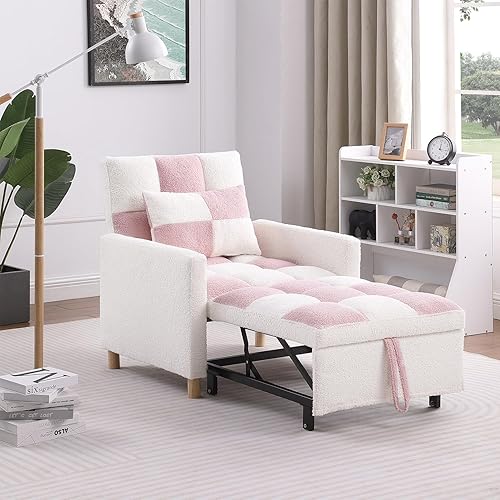 Miniatura 9 de Sleeper Chair Bed,Convertible Single Sofa with Pillow,Pull Out Sleeper Bed with Adjustable Backrest,Multi-Functiona Lounge Chair for Living Room(Mix