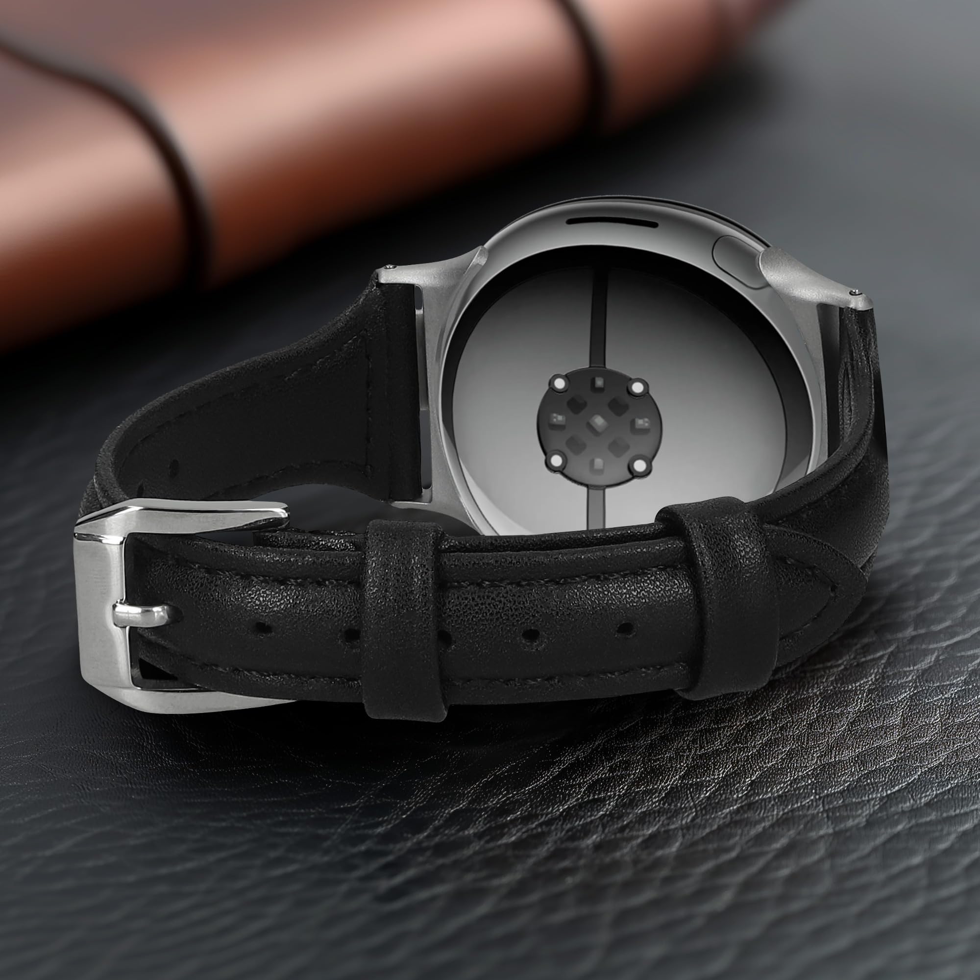 kwmobile pasek do zegarka z prawdziwej skóry kompatybilny z Google Pixel Watch 3 45mm / Watch 4 45mm - pasek wymienny do fitness trackera - pasek do smartwatcha - czarny