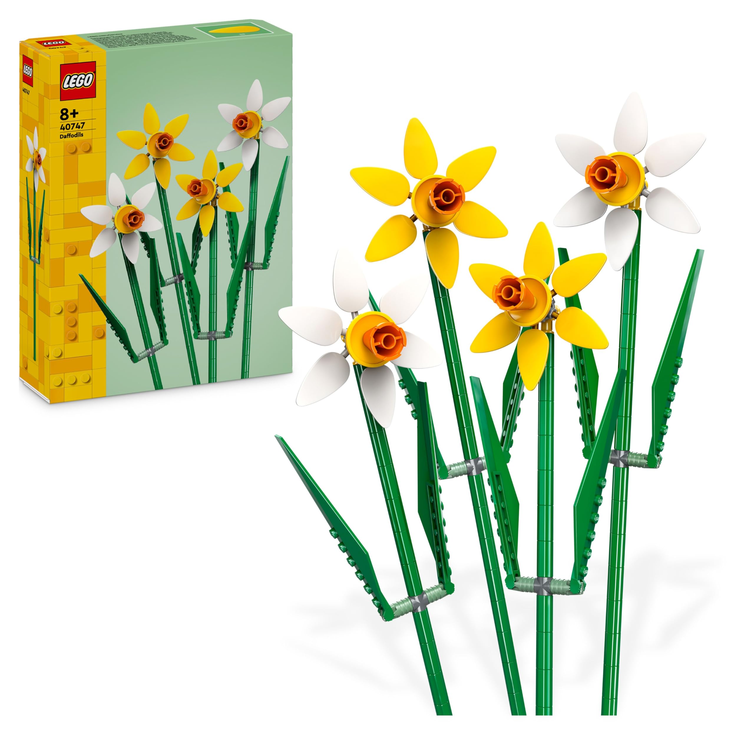 LEGOBotanicals Daffodils - Faux Flowers Building Set - Desk Decoration or Floral Bouquet Home Decor - Gift for 8+ Year Old Girls, Boys and Teenagers - Botanical Collection - 40747