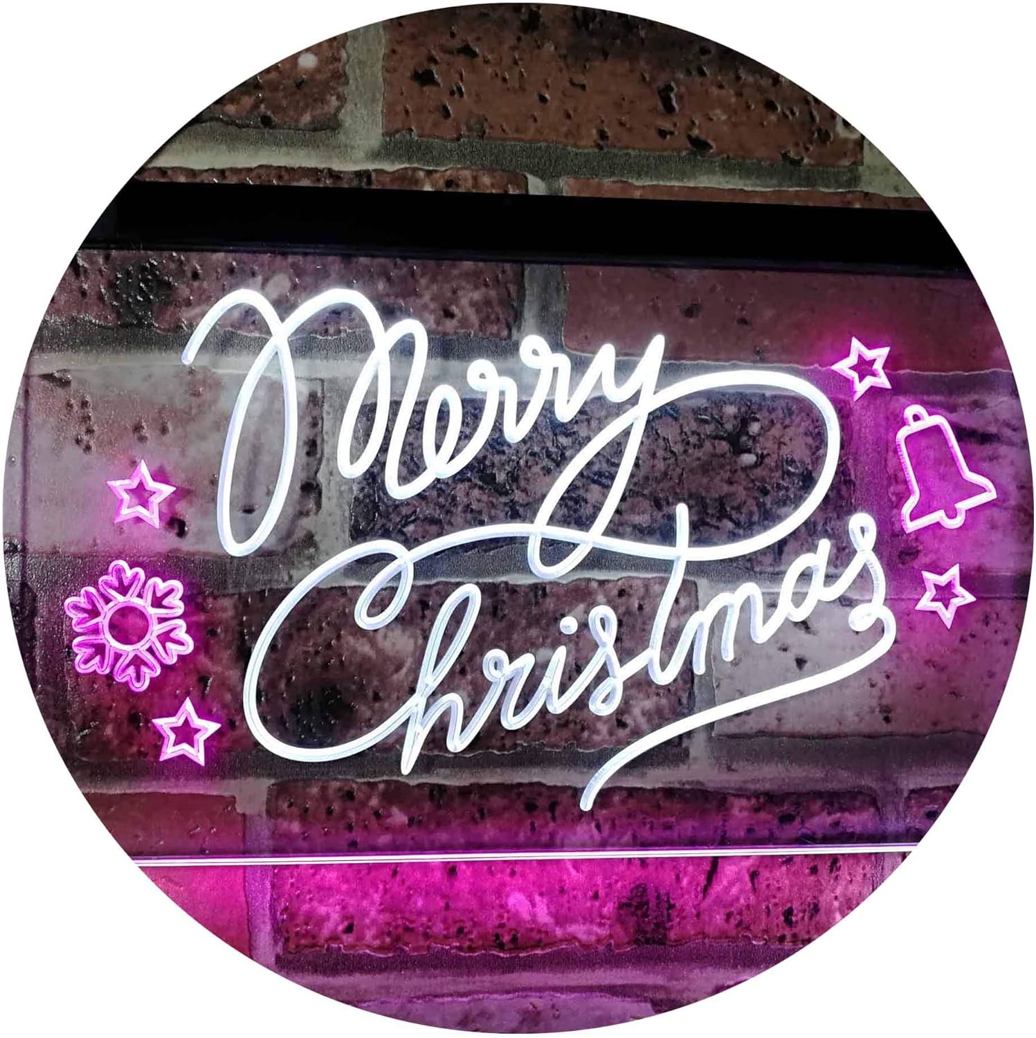 AdvPro Merry Christmas Tree Star Bell Display Home Décor Dual Color LED Neon Sign White & Purple 16" x 12" st6s43-j2038-wp