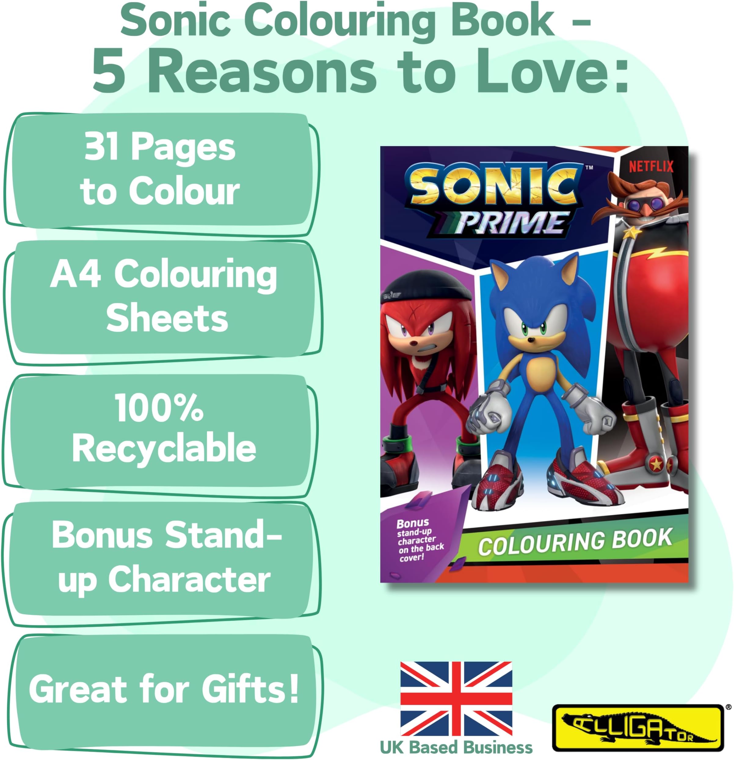 Sonic Prime Colouring Book with 16 Pages of Pictures to Colour-in for Kids Ages 3 Years and Up | Creative Gifts for Kids