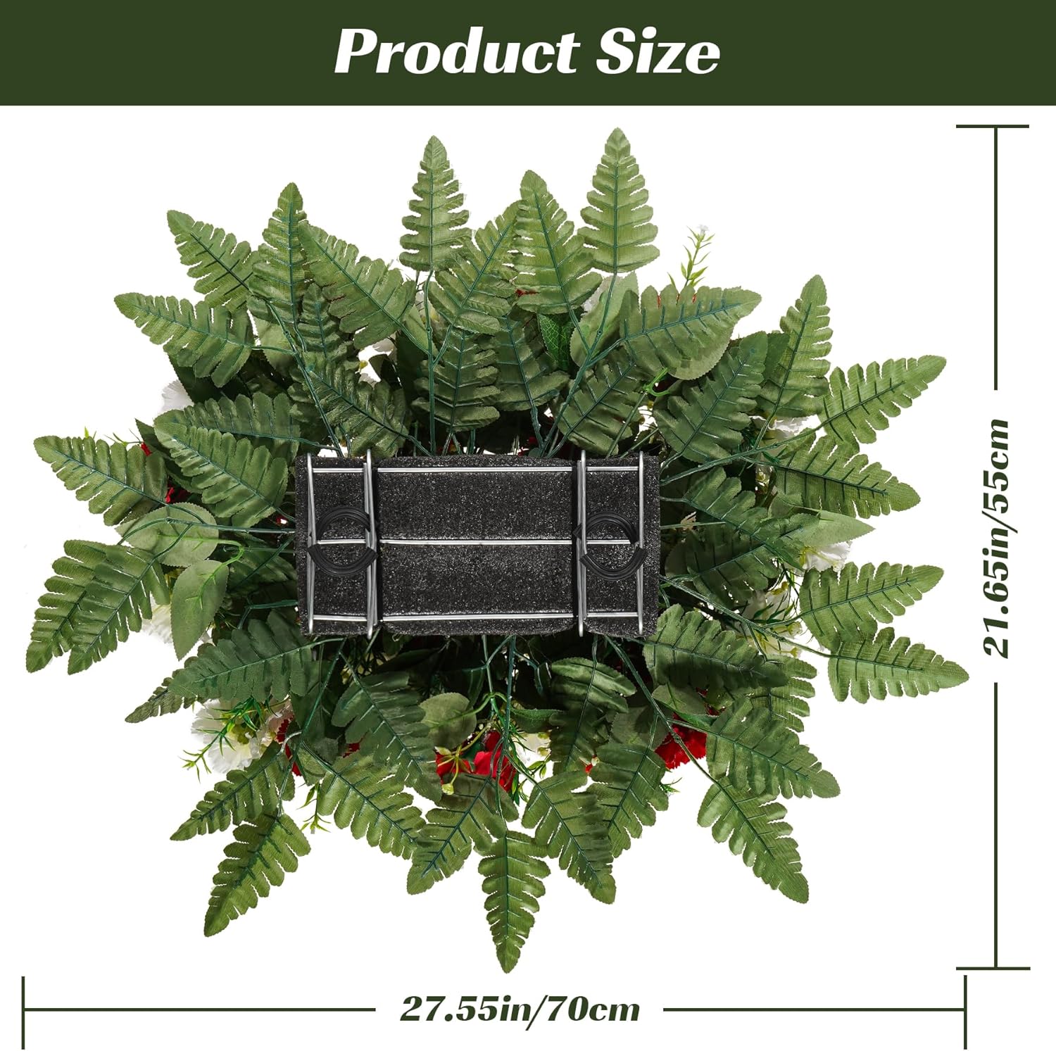 Artificial Cemetery Flowers Silk Flowers Saddle for Headstone Graves Memorial Day Tombstone Floral Christmas Fall and Winter Set Fixed Decor (Red White)