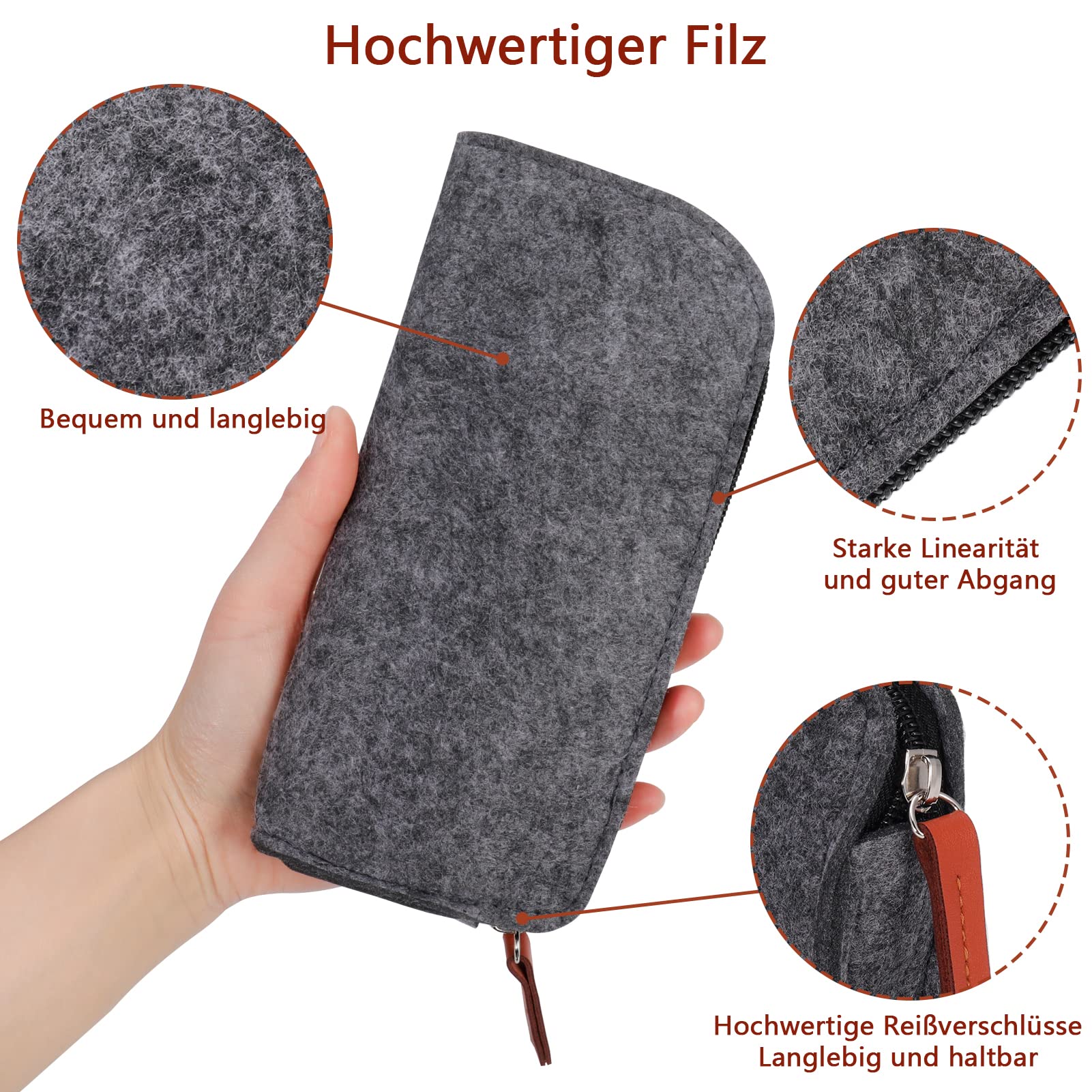 Inlefen 4 Filz Federmäppchen Set – Weiches Stiftetui Mit Reißverschluss, 20x9 Cm, Für Schule, Büro & Reise
