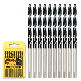 1/8 Inch Cobalt Drill Bit 10PCS | High Speed Steel | Drill Bit for Stainless Steel and Hardened Metal | HSS M35 Titanium Aluminum Nitride Coating