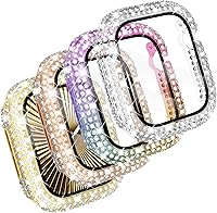 Vista 15 de CHANCHY Paquete de 4 fundas compatibles con Apple Watch de 1.654 pulgadas con protector de pantalla, 200 carcasas brillantes con diamantes