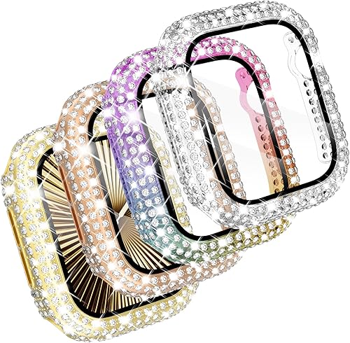 Miniatura 15 de CHANCHY Paquete de 4 fundas compatibles con Apple Watch de 1.654 pulgadas con protector de pantalla, 200 carcasas brillantes con diamantes