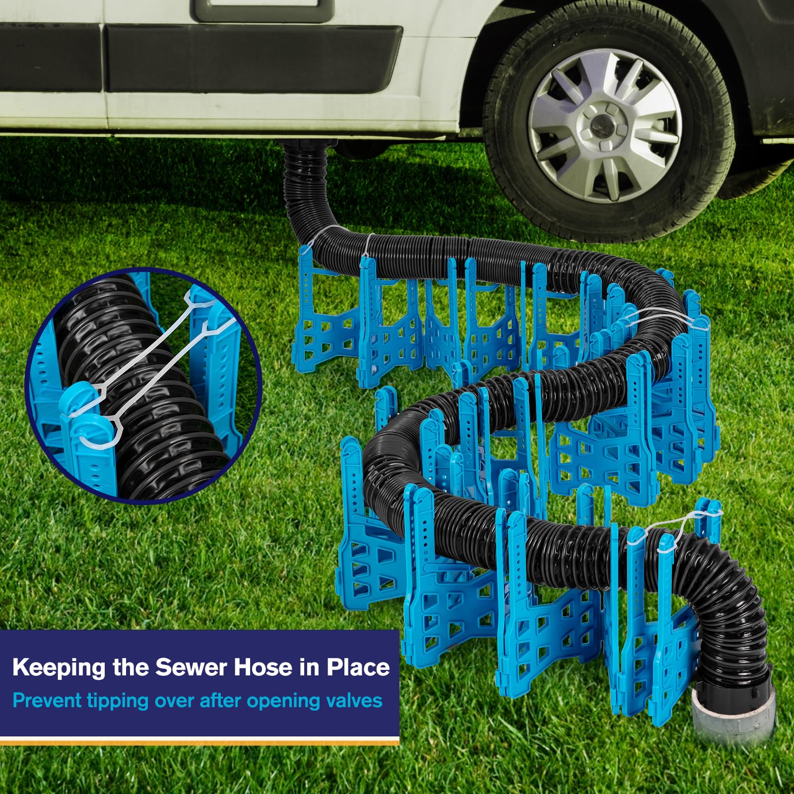 PAULINN RV Sewer Hose Support 15FT, Height Adjustable