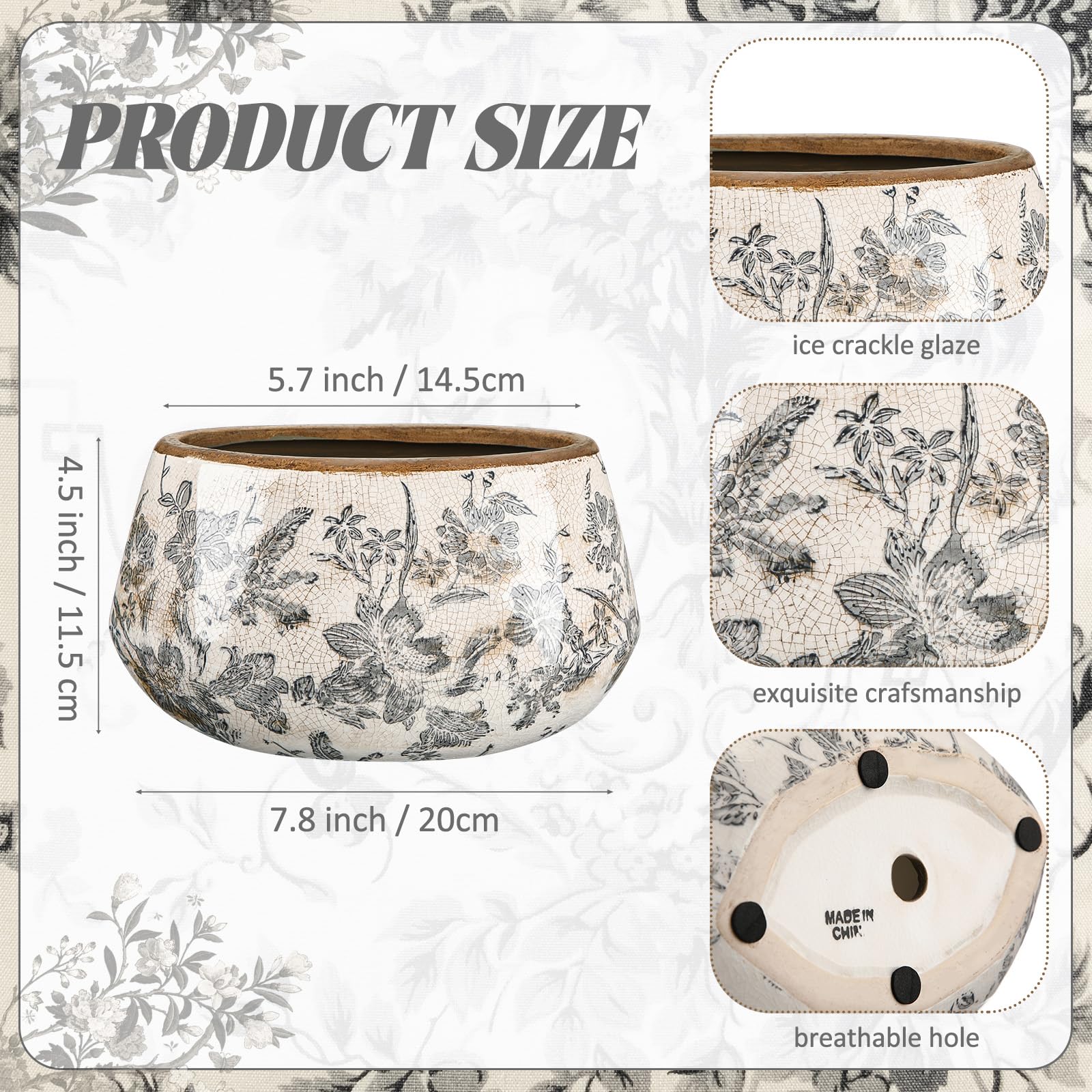 Amazon.com : Ninehaoou 7.8 Inch Large Vintage Ceramic Planter Ice