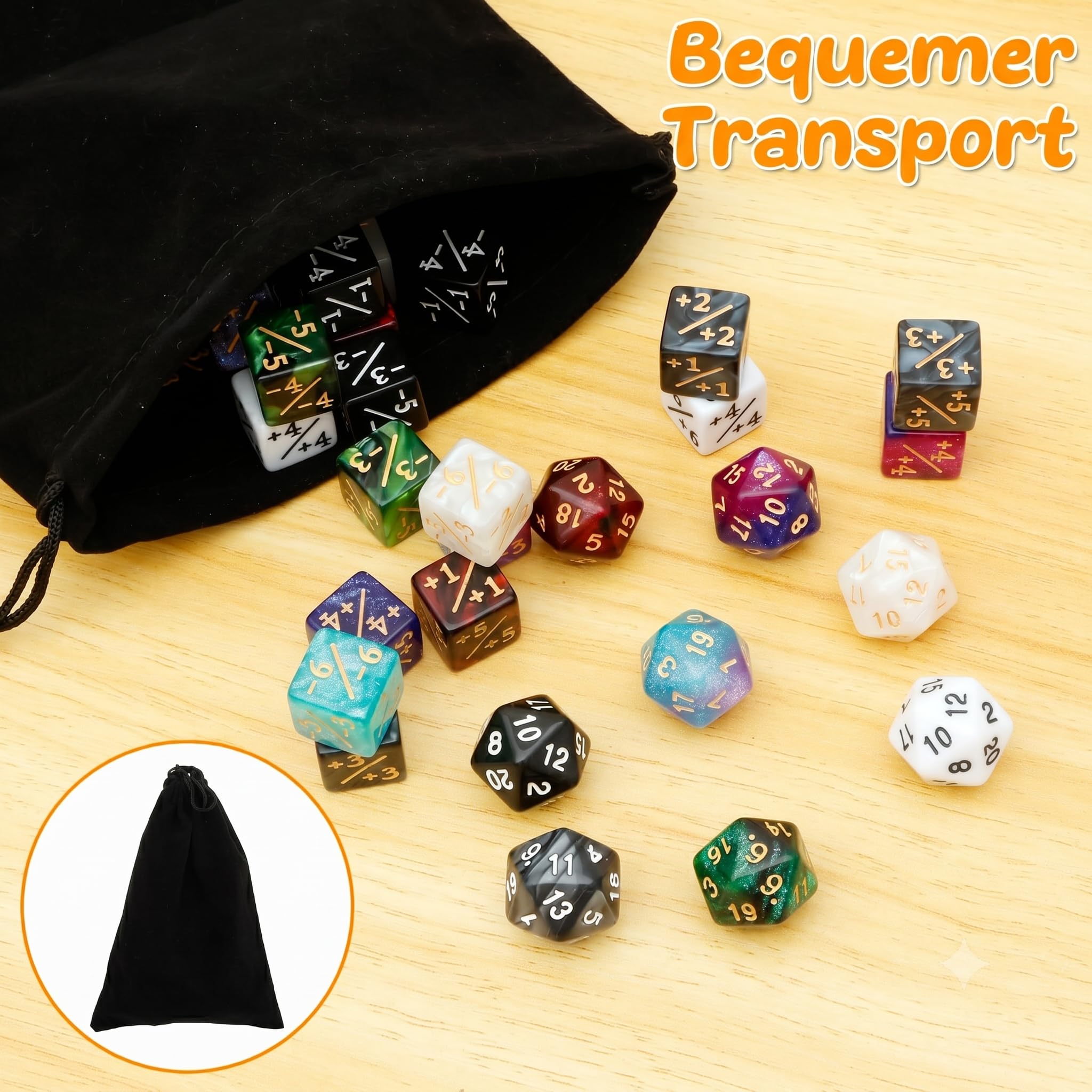 12 contadores de dados, blanco 1/ 1 y negro -1/-1, para Magic: The Gathering y otros juegos/CCG MTG de quEmpire