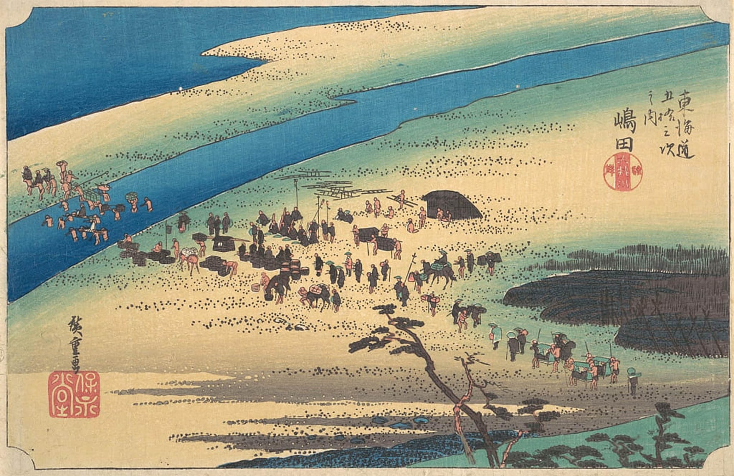 SERENDIPITP Vintage Wall Art Canvas Nordic Poster Canvas Print Picture Shimada Oigawa Shun Gan by Ando Hiroshige Wall Art Poster for Home Decor 60x90cm
