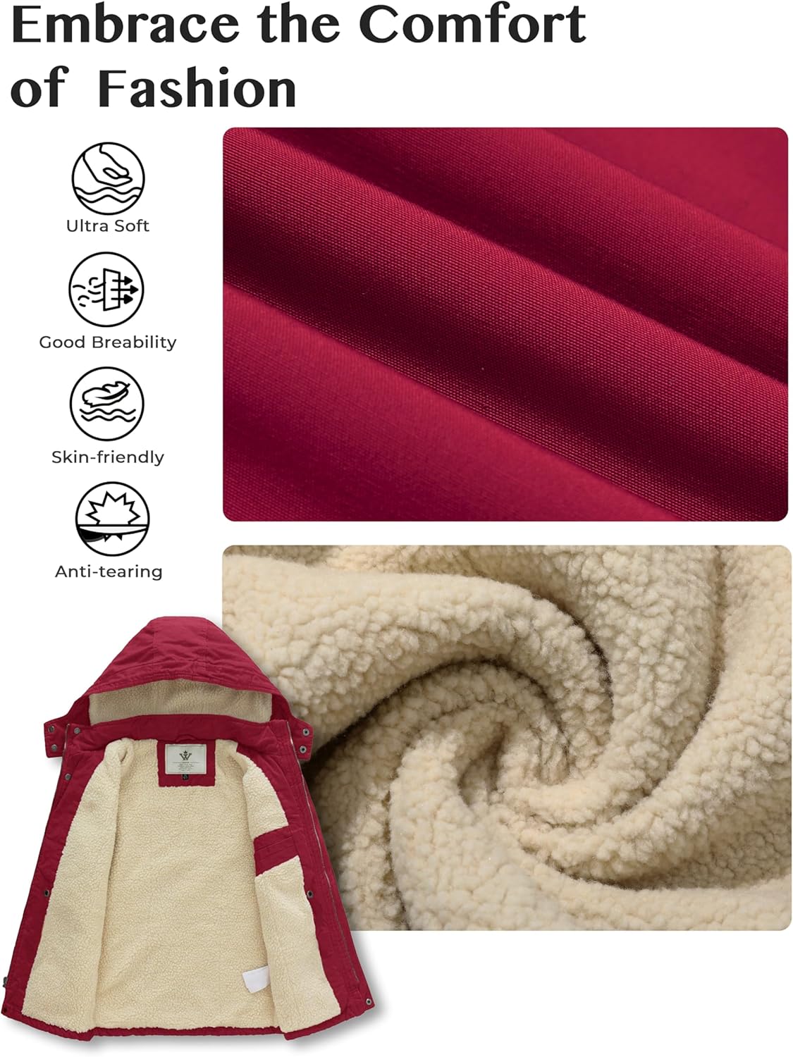 WenVen Boy's Winter Thicken Cotton Coat Heavy Sherpa Lined Hooded Parka Jacket - Image 5