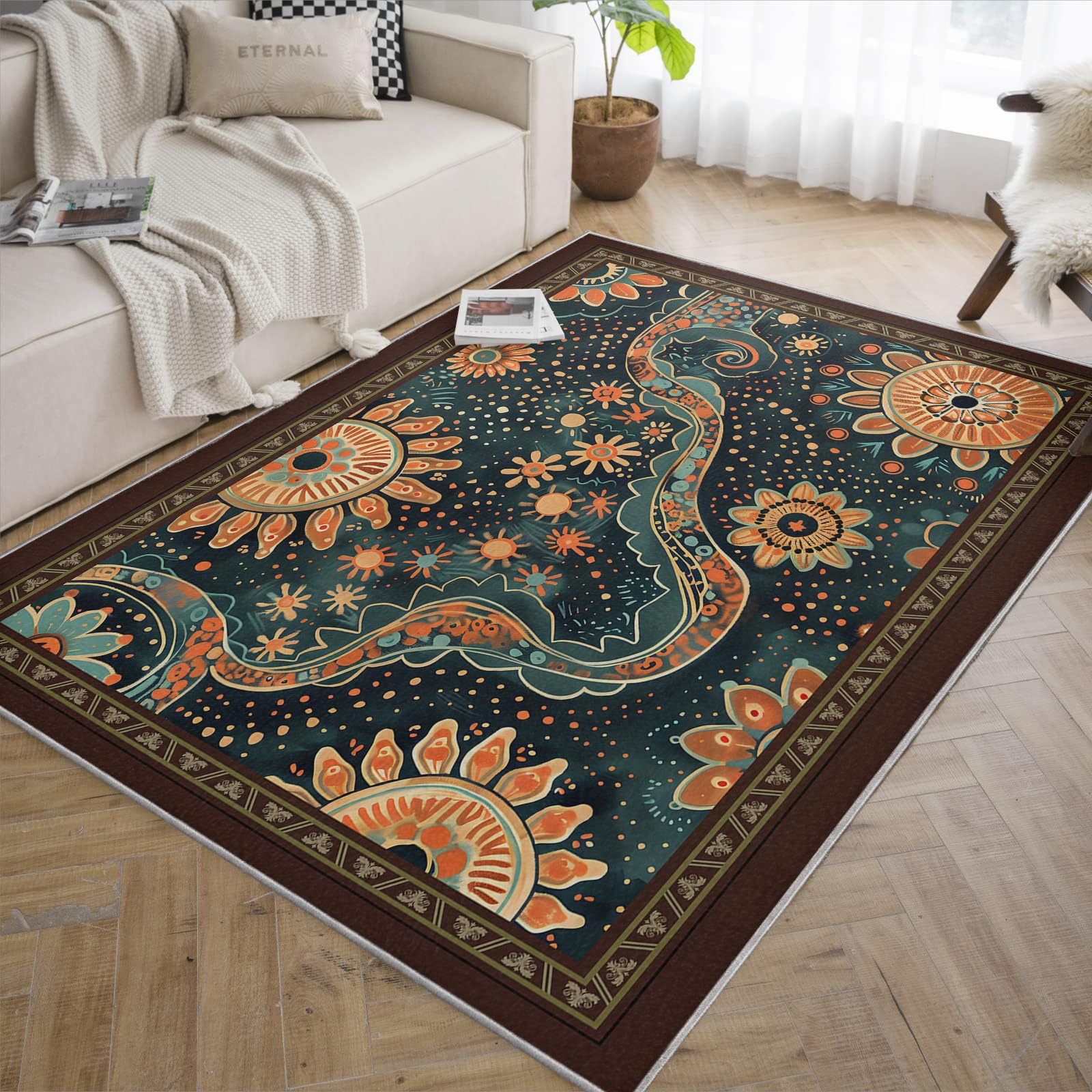 160 x 200 dywaniki do salonu paisley słonecznik zmywalne abstrakcyjne kropki boho miękki antypoślizgowy wodoodporny podłoga wewnętrzna duża sypialnia przedpokój jadalnia pokój zabaw