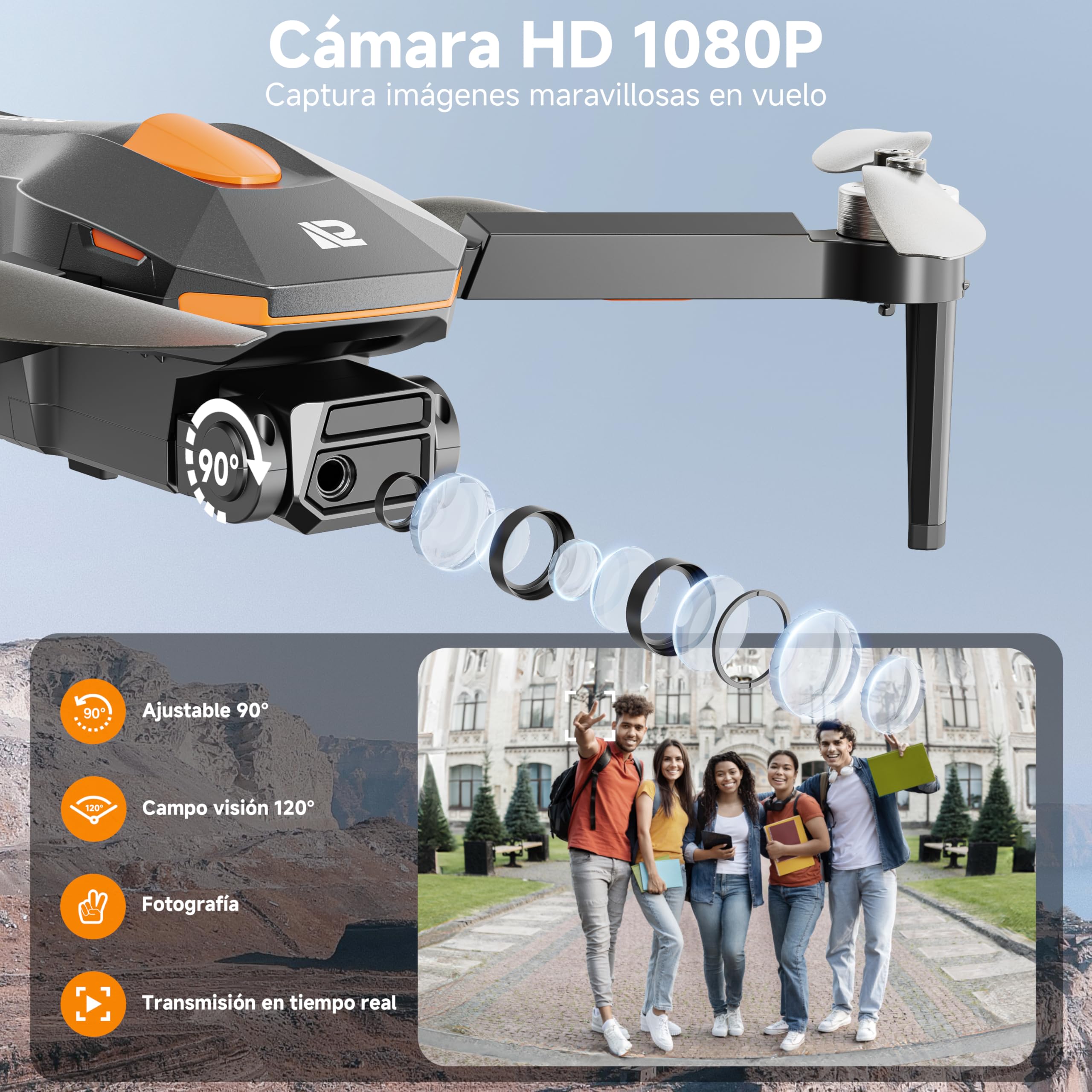 PLEGBLE Drone con Cámara para Niños y Adultos, Motor sin Escobillas, Mini Dron FPV RC con WiFi, Vuelo Acrobático 3D, Modo sin Cabeza, Trayectoria de Vuelo, Juguete y Regalo para Principiantes y Niños