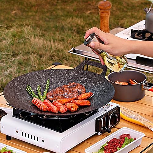 Miniatura 7 de Parrilla coreana para barbacoa, sartén redonda antiadherente, placa de barbacoa para el hogar, estufa al aire libre, planchas de 14.2 in