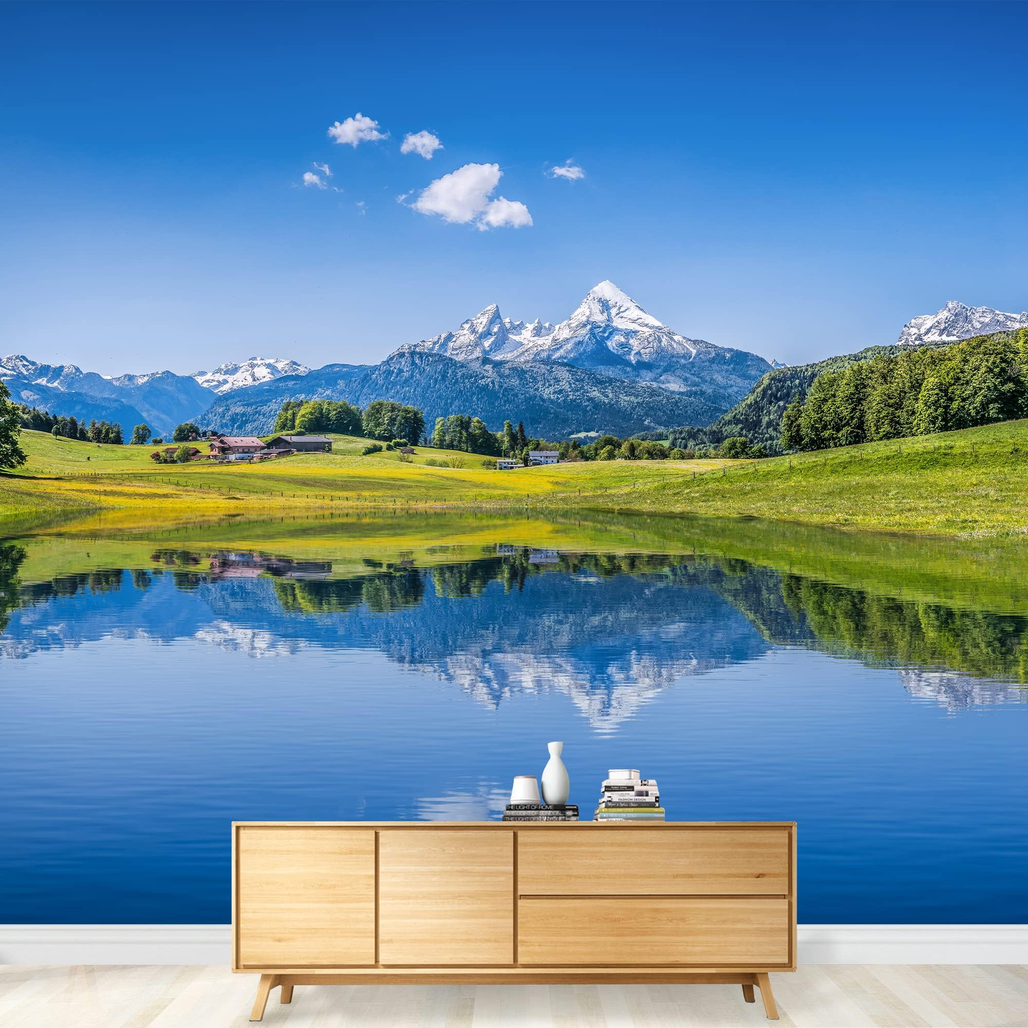 wall26 Panoramic View of Idyllic Summer Landscape in The Alps with