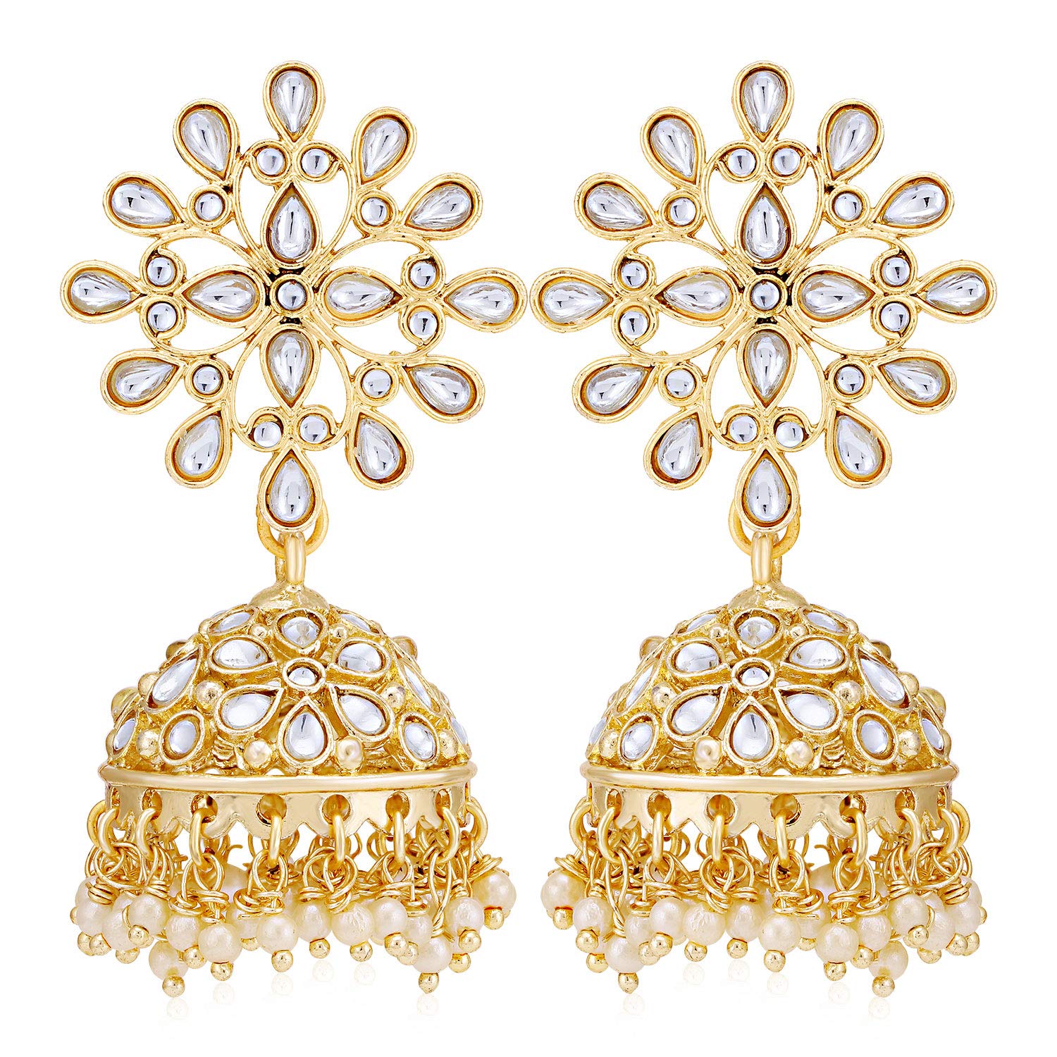 Sukkhi Eye-Catching Pearl Gold Plated Kundan Jhumki Earring for Women (SKR56778) (B084J142GM) Amazon Price History, Amazon Price Tracker