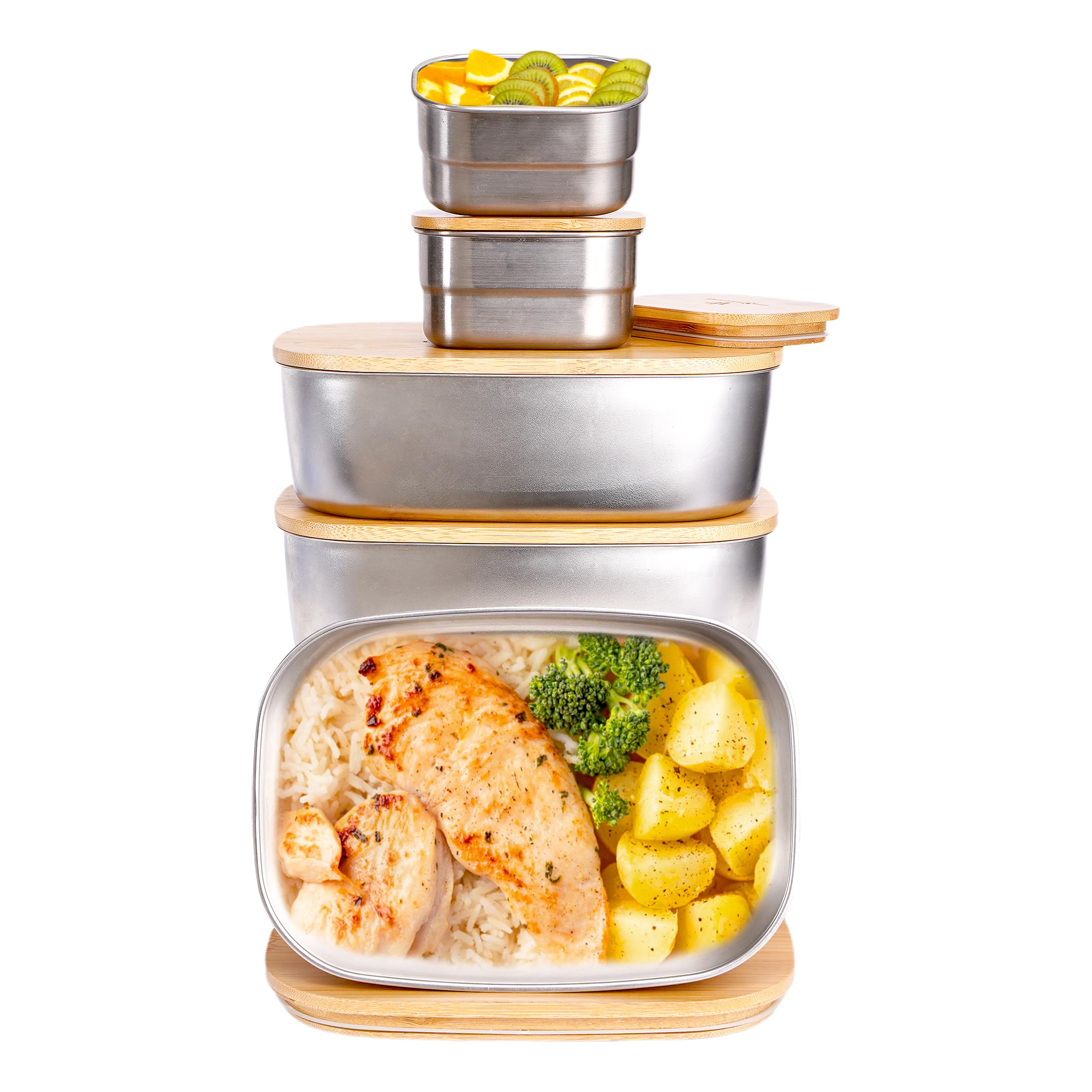 OTTSIGNATURE Stainless Steel Lunch Box with Lids - Durable Metal