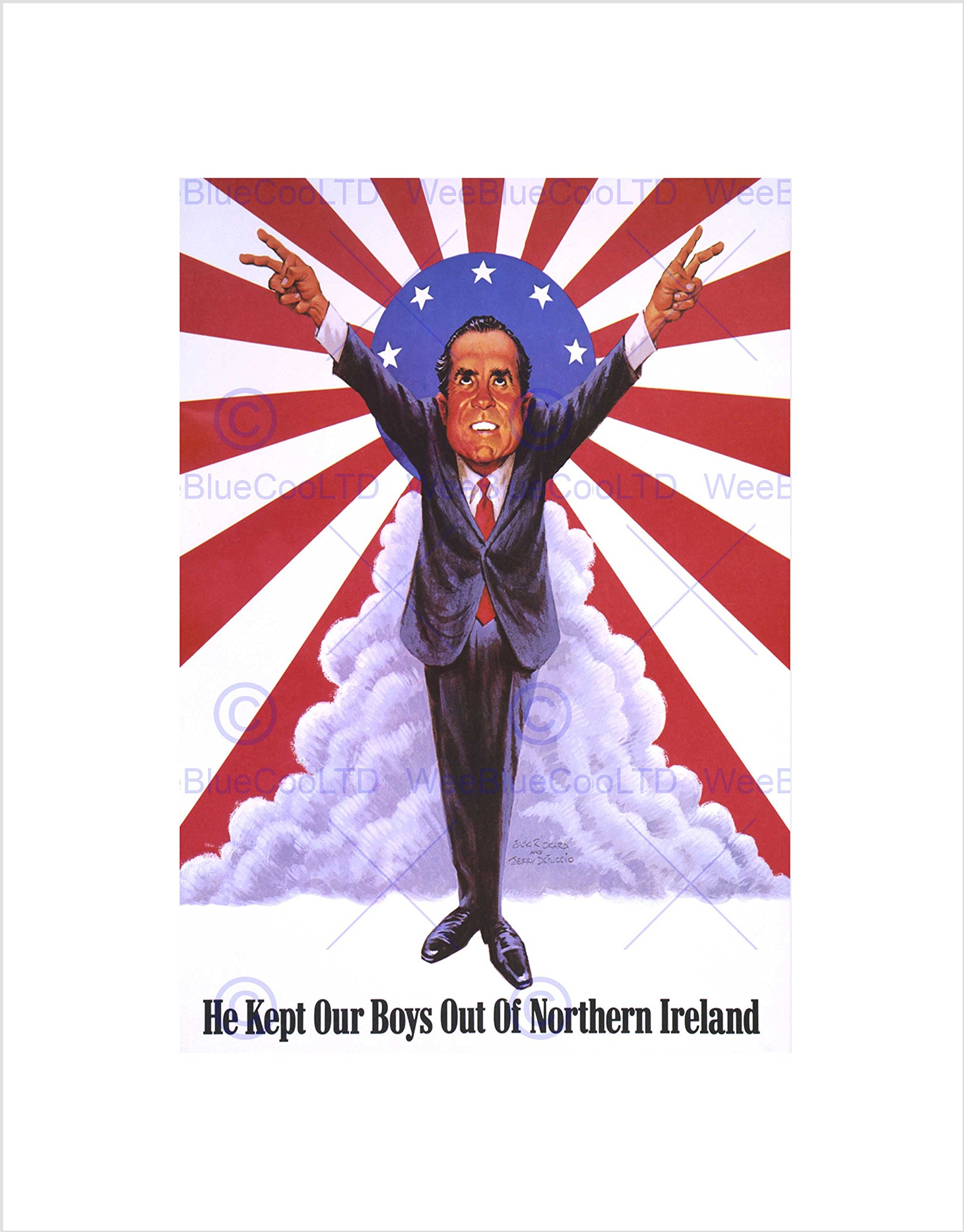 Wee Blue Coo Satire Richard Nixon Vietnam Northern Ireland Wall Art Print