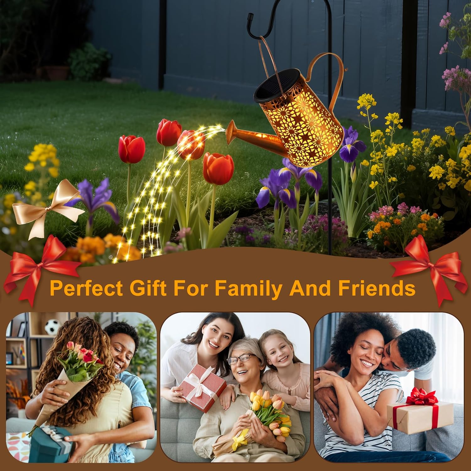 Solar Watering Can with Lights, Large Waterproof Solar Garden Lights Outdoor Garden Decor Metal Solar Powered Lanterns Hanging Landscape Lights for Yard Patio Pathway Lawn Gard (2) - Image 8