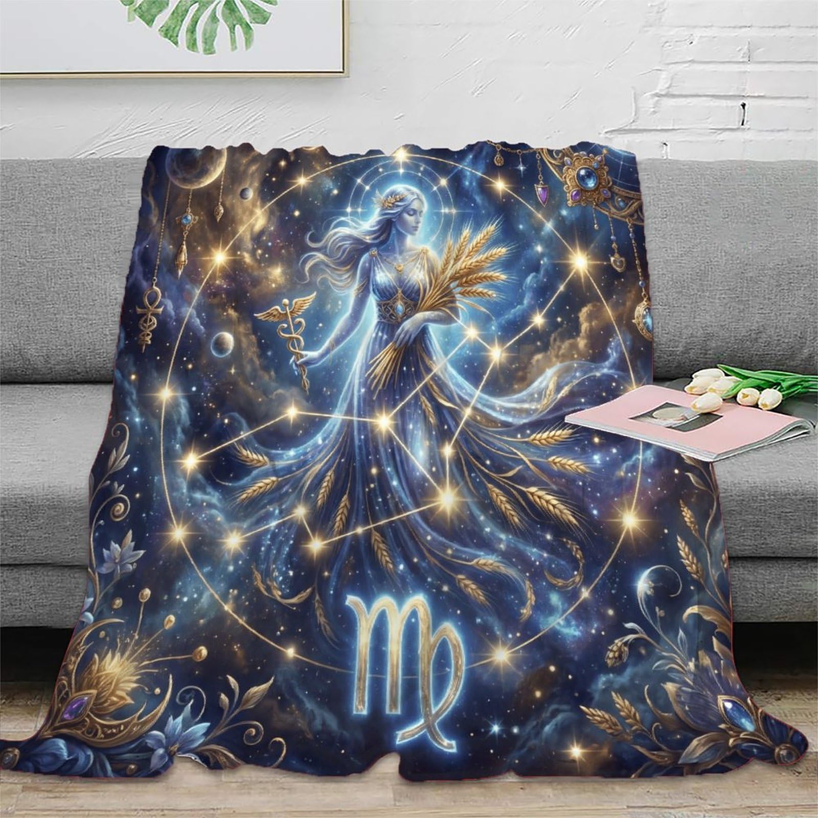 H3B8U2Y5 Virgo Zodiac Starry Galaxy for Soft Throw Blanket, Guest Room Bed