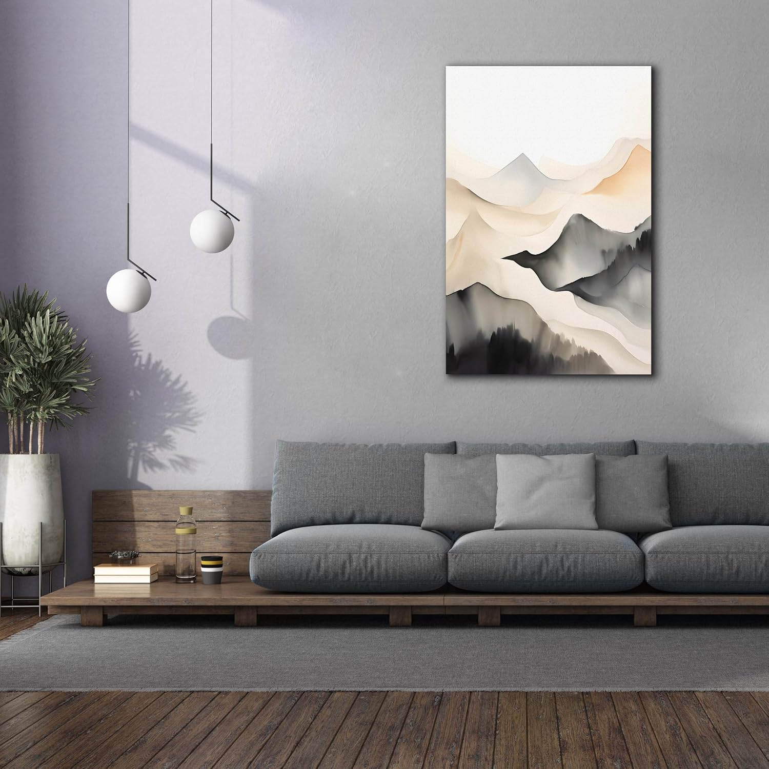 Epic Graffiti 'Black & Beige Landscape 7' by Petals Prints Design, Canvas Wall Art, 40"x60"