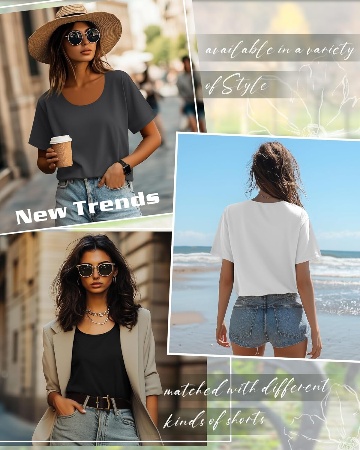 Ficerd 4 Pack Women's Scoop Neck Loose Fit T Shirts Basic Casual Short Sleeve Tops Soft Layer Summer Tees - Image 2