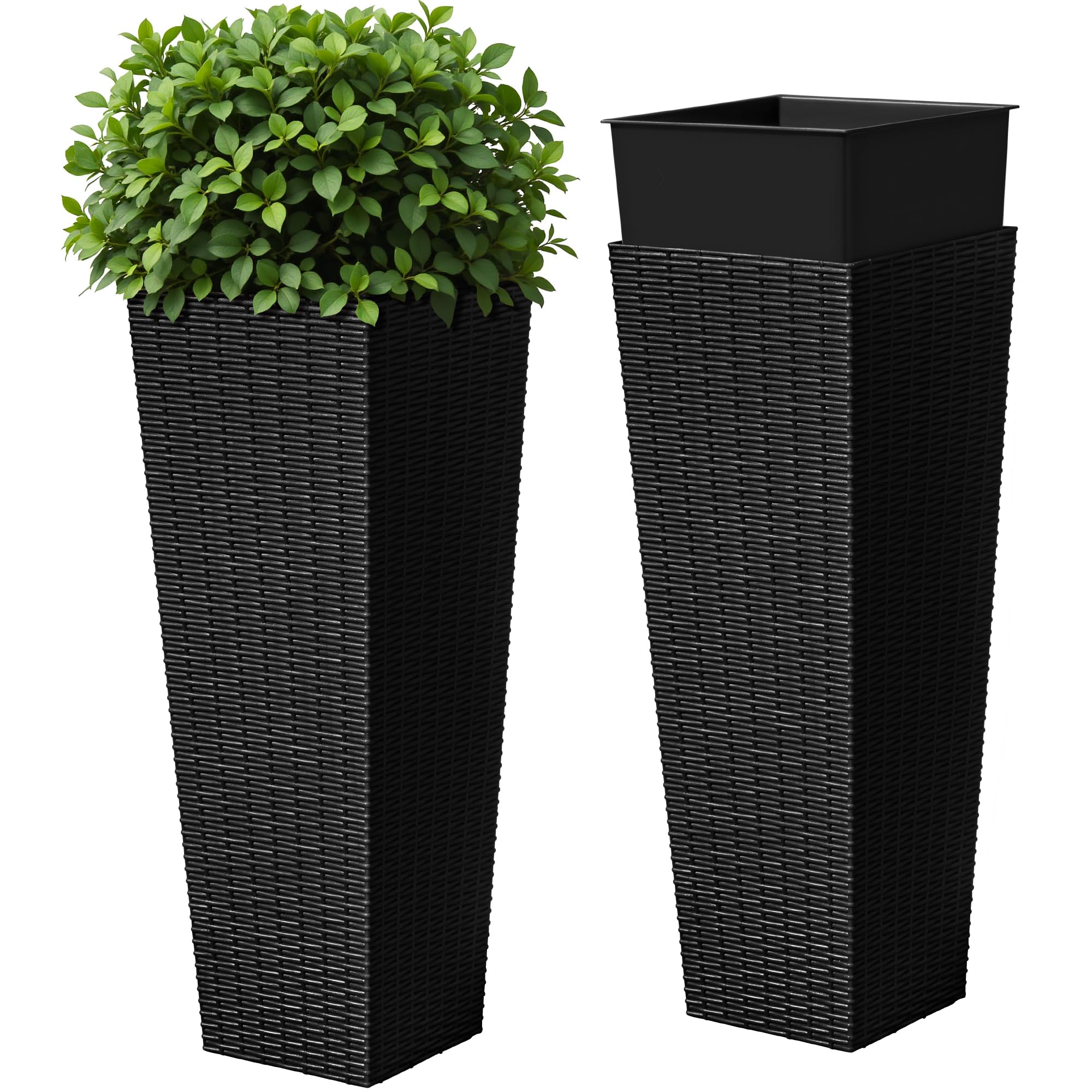 Devoko Resin Tall Planters for Outdoor Plants Set of 2