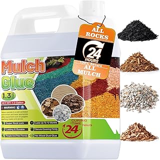 Mulch Glue for Landscaping - 1.3 Gallon Pea Gravel Glue, Pet-Friendy Stone Sealer, Stabilizer Mulch Adhesive for Pebble, Rubber, Garden Pathway, Landscape, Patio, Direct to Use