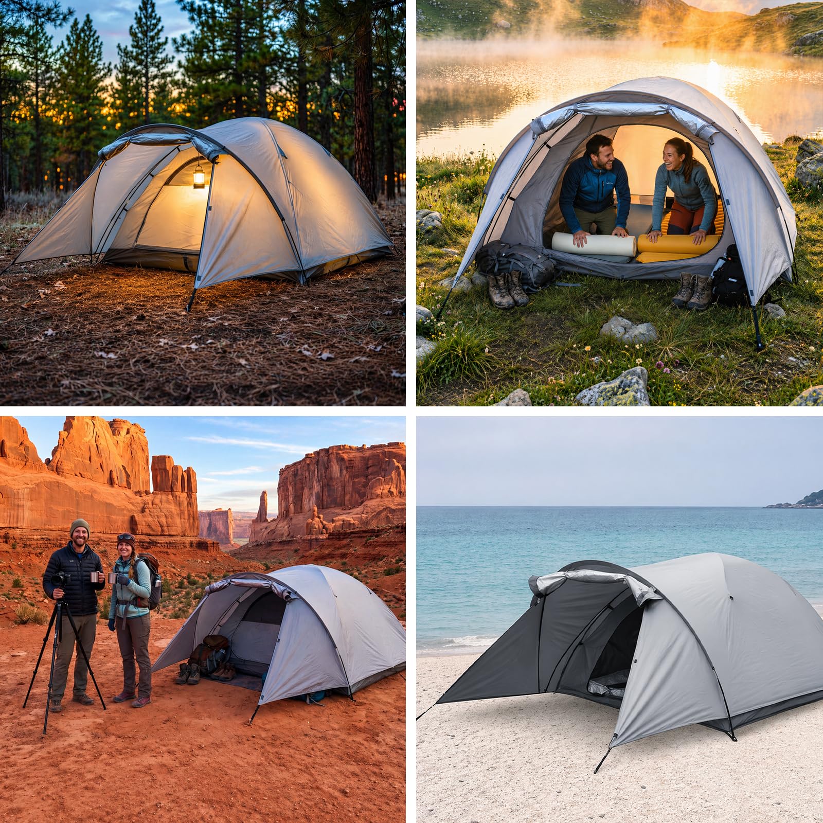 Camping Zelt für 3 Personen, Kuppelzelt mit Vorraum und Faltbarem Vordach, Iglu Zelt mit Abnehmbarer äußerer Zeltplane, Wasserdicht und UV-Beständig, Geeignt für Camping, Festival und Urlaub
