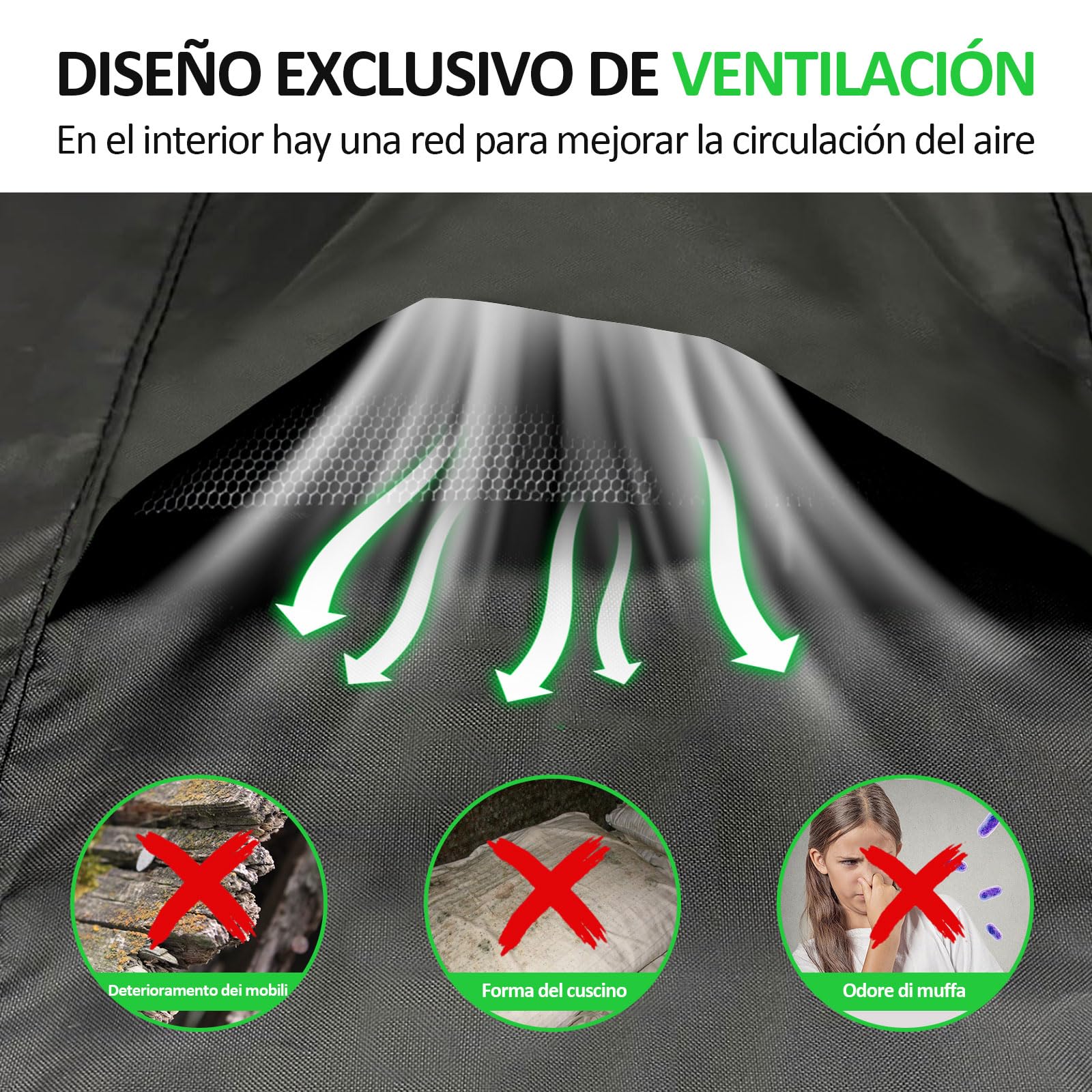 Copertura per Dondolo da Giardino Impermeabile，215x125x170cm | 3 Posti, Anti-UV, Antivento, Antipolvere, Resistente Agli Strappi, Per Terrazza, Patio E Giardino