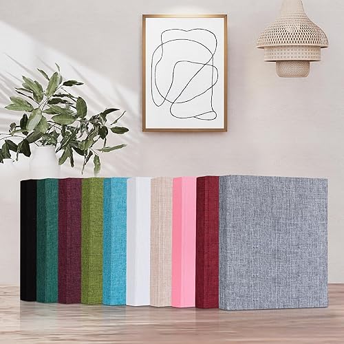 Miniatura 10 de Mublalbum Álbum de fotos pequeño, 2 unidades, azul, cubierta de lino, capacidad para 52 fotos verticales de 4 x 6 pulgadas