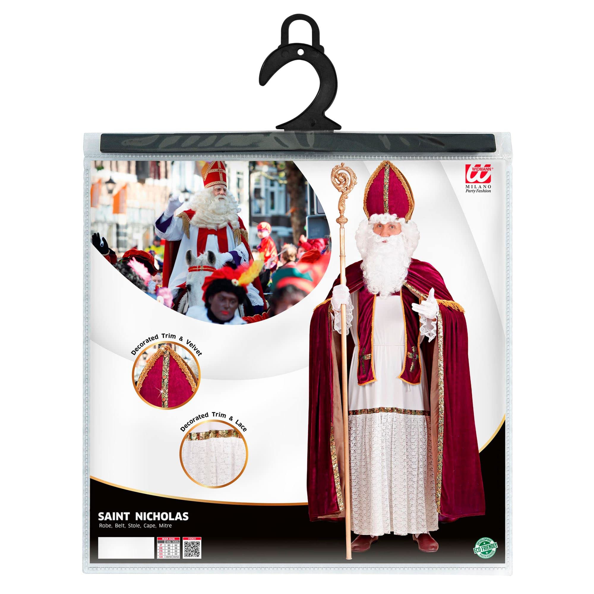 W WIDMANN MILANO Party Fashion - Erzbischof Kostüm Herren | 5-teiliges Set, Bischofs- und Nikolauskostüm für Karneval und Mottoparty