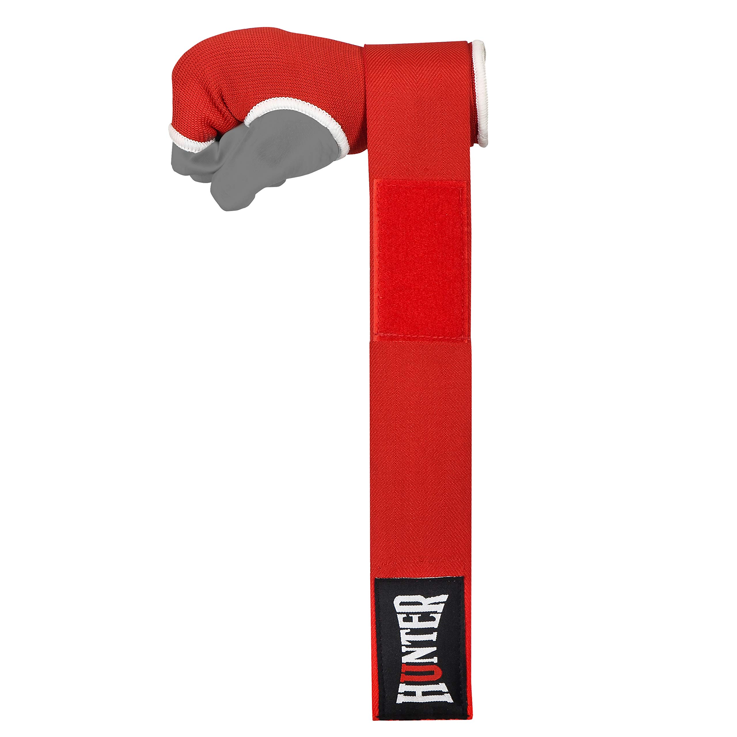 HUNTER Gel Padded Inner Gloves with Hand Wraps for Boxing (Set of 2) (Red, L/XL)