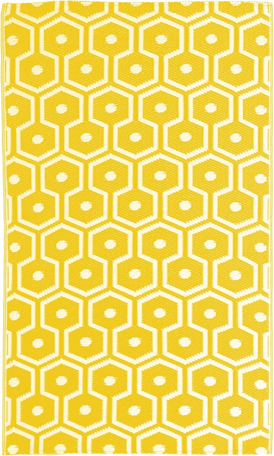 BEOMES,3 X 5, Modern Honey Comb Yellow - Limited Edition - Indoor/Outdoor Rug,
